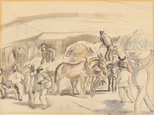 हार्वेस्टर्स, 1917 (कागज पर wc) द्वारा जूल्स पास्किन