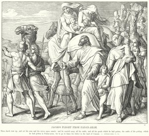 पदन-अराम से जैकब की उड़ान (उत्कीर्णन) द्वारा जूलियस (बाद में) श्नोरर वॉन कैरोलसफील्ड