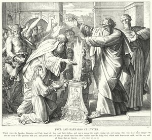 लुस्त्रा में पॉल और बरनबास (उत्कीर्णन) द्वारा जूलियस (बाद में) श्नोरर वॉन कैरोलसफील्ड
