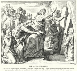 लाजर की स्थापना (उत्कीर्णन) द्वारा जूलियस (बाद में) श्नोरर वॉन कैरोलसफील्ड