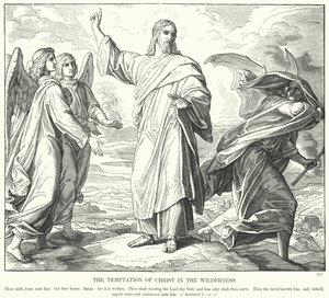 जंगल में मसीह का प्रलोभन (उत्कीर्णन) द्वारा जूलियस (बाद में) श्नोरर वॉन कैरोलसफील्ड