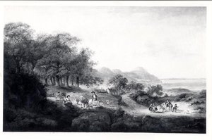एंगलसी का दूर का दृश्य (कैनवास पर तेल) (बी एंड डब्ल्यू प्रिंट) द्वारा जूलियस सीजर इबेट्सन