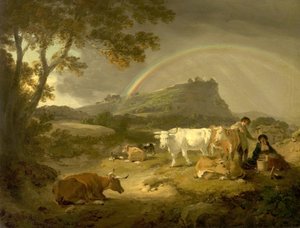 लैंडस्केप, बेस्टन कैसल, चेशायर और इंद्रधनुष, 1793 द्वारा जूलियस सीजर इबेट्सन