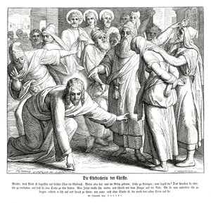 यीशु और व्यभिचारी स्त्री, यूहन्ना का सुसमाचार द्वारा जूलियस श्नेरोर वॉन कैरोलसफेल्ड