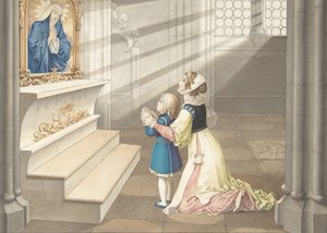 प्रार्थना में माँ और बेटी, सीए। 1811-17। द्वारा जूलियस श्नेरोर वॉन कैरोलसफेल्ड