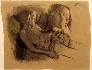 K.Kollwitz, सोते हुए बच्चे और बच्चे का सिर द्वारा कैथ कोलविट्ज़
