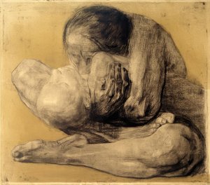 Käthe Kollwitz, मृत बच्चे के साथ पत्नी - 1903