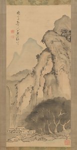 झरना के साथ लैंडस्केप, ca. 1817। द्वारा कमेड़ा बोसाई
