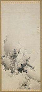 शीतकालीन परिदृश्य: एक खड्ड, ईदो अवधि, 1883 (कागज पर स्याही) द्वारा कानो होगई