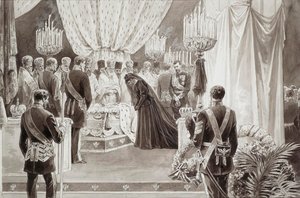 1894 में सेंट पीटर्सबर्ग में सेंट पीटर और पॉल कैथेड्रल में सम्राट अलेक्जेंडर III का दफन। द्वारा कारेल ब्रोझी