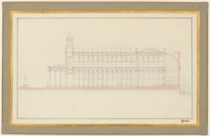 बर्लिन के लिए एक कैथेड्रल का अनुदैर्ध्य खंड द्वारा कार्ल फ्रेडरिक शिन्केल