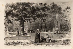 1860 में सेरेल की यात्रा का वर्णन करने के लिए, कांस्टेंटिनोपल (वर्तमान इटाम्बोल), तुर्की के महल में फ्लेमर-जावुज़ू (स्वाद जावुज़ू) में सेरेल की महिलाओं की किफ़, कार्ल गिरारडेट (1813-1871) द्वारा चित्रित , एक गुमनाम महिला द्वारा। उत्कीर्णन "