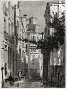वेनेज़िया, वेनिस में बियांका कैप्पेलो का महल। 1850 के आसपास एडलबर्ट डी ब्यूमोंट की वेनिस यात्रा को चित्रित करने के लिए कार्ल गिरार्डेट (1813-1871) द्वारा ड्राइंग। एडौर्ड चार्टन द्वारा संपादित "" ले टूर डू मोंडे "" में उत्कीर्णन द्वारा कार्ल गिरधारी
