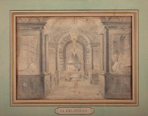 नेपोलियन ने चाटेउ डी माल्मिसन की लाइब्रेरी में काम किया, c.1806