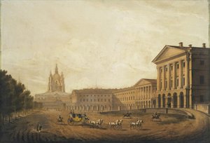 1820 के मध्य में सेंट पीटर्सबर्ग में स्मॉल इंस्टीट्यूट फॉर नोबल मेडेंस का दृश्य