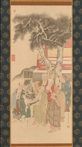 टेन राकन व्हाइट-रोबेड कन्नन की एक पेंटिंग की जांच, 1792। द्वारा काटो नोबुकियो