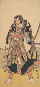 समुद्र तट के पास एक योद्धा के रूप में अभिनेता इचिकावा डंजुरो वी, सीए। 1790. द्वारा कटसुकावा शुनको