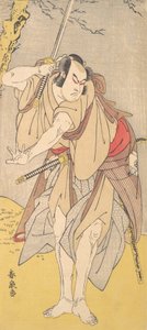 एक खींची हुई तलवार के साथ एक समुराई के रूप में अभिनेता ओनो मात्सुसुके, 1786। द्वारा कटसुकावा शूनसेन