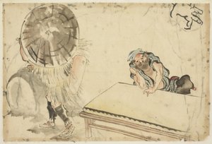 मोची मेकर और एक टाटामी मेकर (दो रेखाचित्र), c.1815-1849 (कागज पर स्याही और रंग) द्वारा कटुशिका (स्कूल ऑफ होकुसाई)