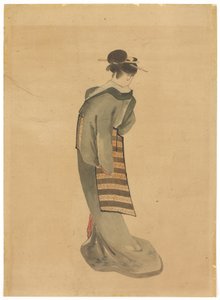 स्थायी सौंदर्य (पीछे का दृश्य), c.1850 (कागज पर स्याही और रंग) द्वारा कटुशिका (स्कूल ऑफ होकुसाई)
