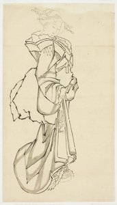 वॉकिंग कोर्टेसन (अध्ययन), c.1815-1849 (कागज पर स्याही) द्वारा कटुशिका (स्कूल ऑफ होकुसाई)
