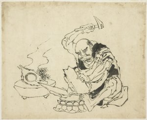 बुद्ध की ज़ेन मोंक बर्निंग इमेज (तिएन-जान चान शिह), c.1815-1849 (कागज पर स्याही)