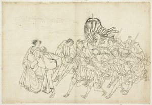 फायरमैन अपने महोत्सव के लिए मार्च, 1615-1868 (कागज पर स्याही) द्वारा कत्सुशिका होकुसाई