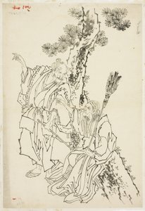 जो और ऊबा; ताकासागो का थीम, सीए। 1815-49 (कागज पर स्याही) द्वारा कत्सुशिका होकुसाई