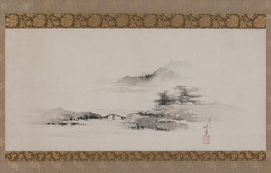 लैंडस्केप, ईदो की अवधि, c.1801-02 (कागज पर स्याही का रंग लटका हुआ स्क्रॉल के रूप में घुड़सवार) द्वारा कत्सुशिका होकुसाई