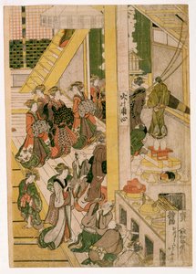 टीहाउस ओगी-य के नए साल के दिन, c.1810 (वुडब्लॉक प्रिंट) (406533, 406534 और 406536 देखें) द्वारा कत्सुशिका होकुसाई