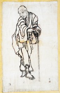 एक बूढ़े व्यक्ति के रूप में स्व चित्र, c.1840-49 (कागज पर कलम और स्याही) द्वारा कत्सुशिका होकुसाई