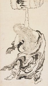 शोजो एक सैक केग उठाना, ईदो अवधि, सीए 1840 के दशक। द्वारा कत्सुशिका होकुसाई