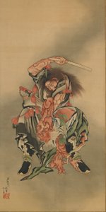 झोंग कुई शोकी एक दानव को मार रहा है, ईदो काल, 1760-1868। द्वारा कत्सुशिका होकुसाई