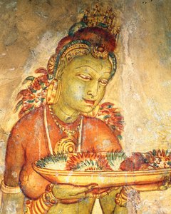 अप्सराएं, फूल चढ़ाती स्वर्गीय अप्सराएं, भित्तिचित्र, सिगिरिया का किलाबंद गढ़ (यूनेस्को विश्व धरोहर सूची)
