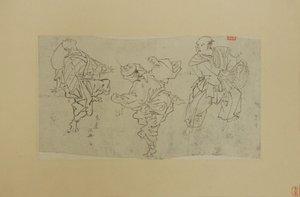तीन Kyogen नर्तक, 19वीं शताब्दी के अंत में। द्वारा कवनाबे क्योसई