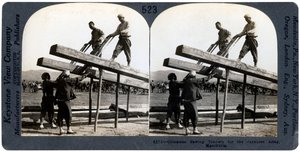 जापानी सेना, मंचूरिया, रूसो-जापानी युद्ध, 1904-1905 के लिए चीनी लोगों को लकड़ी खाते हुए देखा। द्वारा कीस्टोन व्यू कंपनी