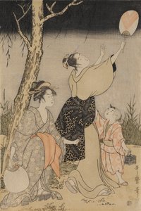 कैचिंग फायरफ्लाइज विलो ट्री के नीचे, सी। 1796-1797। द्वारा किटगावा उतामारो