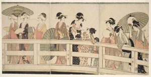 ऊपर और नीचे Ryogoku ब्रिज द्वारा किटगावा उतामारो