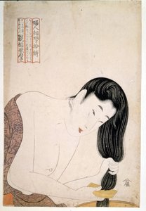 महिला खुद पेंटिंग। एसडी उतामारो कितागावा (1753-1806) द्वारा कलाकृति। द्वारा किटगावा उतामारो