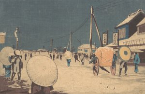 एदो के बाहरी इलाके में सर्दियों की एक शाम का सड़क दृश्य, सीए। 1878.