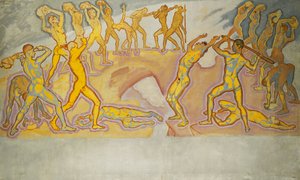 टाइटन्स का संघर्ष; टाइटन्स की लड़ाई, c.1913-1915 द्वारा कोलमन मोजर