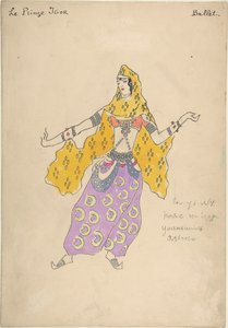 पोलोवेट्सियन लड़की। ए बोरोडिन, 1909 द्वारा ओपेरा प्रिंस इगोर के लिए पोशाक डिजाइन द्वारा कॉन्स्टेंटिन अलेक्सेविच कोरोविन