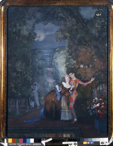 हर्लेक्विन एंड ए लेडी, 1912 (कार्डबोर्ड पर wc und gouache)
