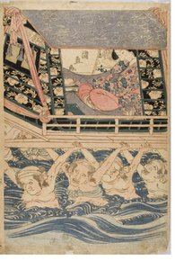 एक यात्रा पर युवतियों का वसंत दृश्य, c.1786-1864 (कागज पर वुडब्लॉक प्रिंट)