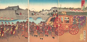 इंपीरियल कैरिज का दृश्य, 1889 मेइजी 22., 1889। द्वारा कुनितोशी