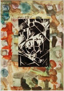 शीर्षकहीन (अमूर्त पेंटिंग पर वुडकट के साथ कोलाज) द्वारा कर्ट Schwitters