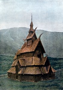 बोर्गंड स्टेव चर्च, सोग्न और फोजर्डेन, नॉर्वे, c1890 द्वारा एल बोलांगेर