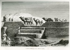 अब्दुल्ला का जलाशय, सऊदी अरब, एडौर्ड चार्टन (1807-1890) 1882 (लिथो) के नेतृत्व में वर्ल्ड टूर में प्रकाशित "पिलग्रिमेज टू नेज्ड, द क्रैडल ऑफ द अरब रेस" का चित्रण। द्वारा लेडी ऐनी ब्लंट