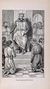 शारलेमेन (742-814) और लड़कों, &39;लिटिल आर्थर हिस्ट्री ऑफ फ्रांस: द अर्ली ऑफ द अर्ली ऑफ द फॉल ऑफ द सेकेंड एम्पायर&39; से 1899 में प्रकाशित चित्रण