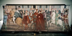 1574 में जीन की सड़कों पर कार्डिनल फ्रांसेस्को पाचेको का मार्गदर्शन करते हुए डोगे गियाकोमो दुराज़ो ग्रिमाल्डी (फ्रेस्को